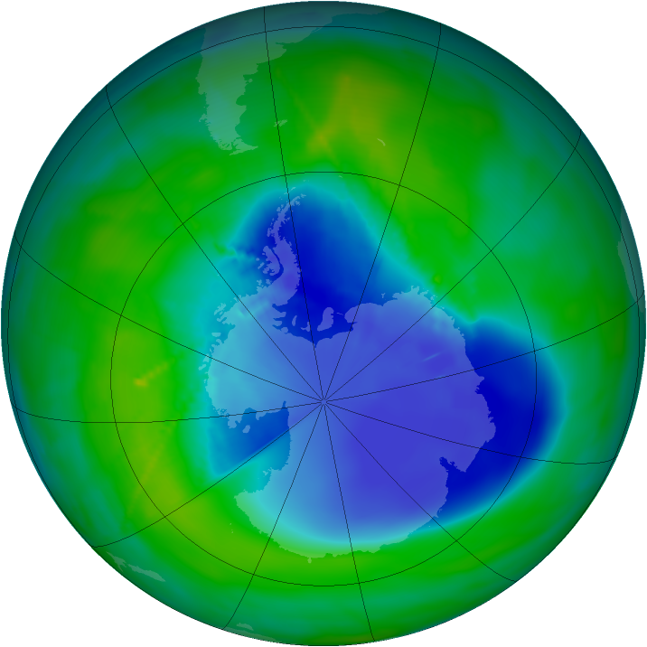 Antarctic ozone map for 05 December 2010